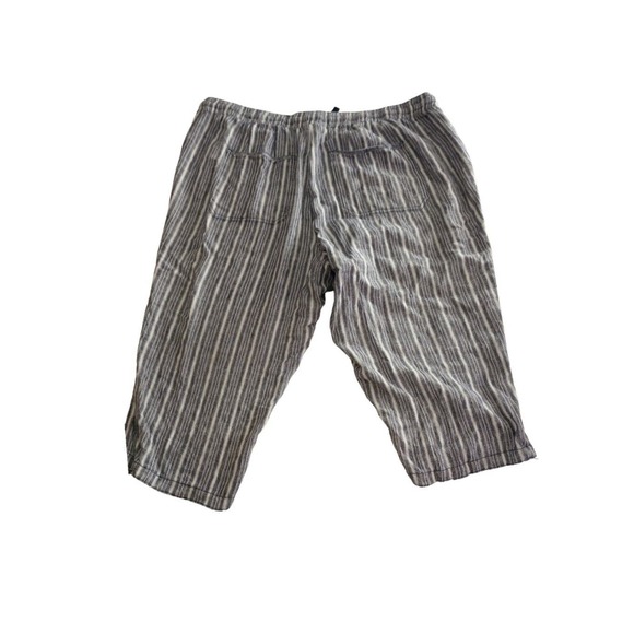 Lane Bryant Blue White Vertical Stripe Linen Crop Capri Pants Plus Sz 18 Beach - Picture 2 of 7